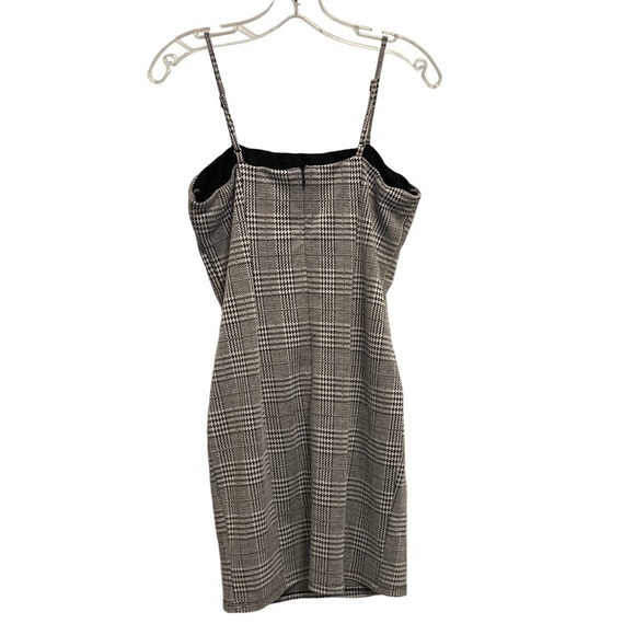 Active USA Black & White Plaid Shift Dress Adj Spaghetti Straps‎ Medium - Picture 2 of 5